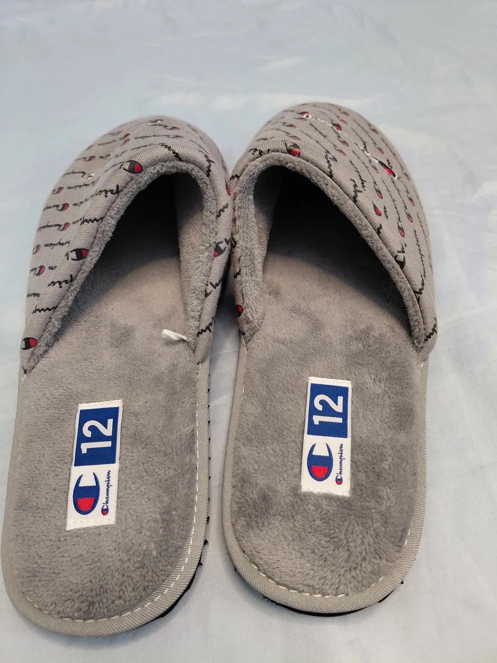 Champion Grey Logo Slip-On Slippers (Size 12)